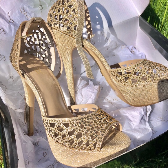 Gold Rhinestone Heels - Picture 6 of 6